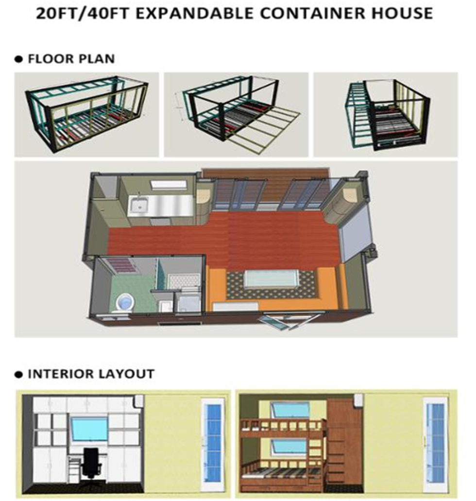 20FT/40FT Expandable Flat Pack Prefab Module Container House With Solar Energy