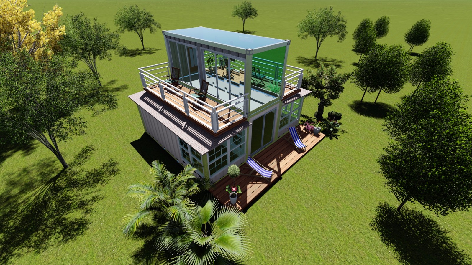 expandable container house with Glass sun room