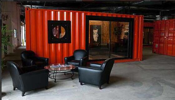 One container per office. shipping containers separating individual offices -L